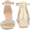 Perphy Women's Satin Rhinestone Buckle Ankle Strap Chunky Heel Sandals - 2 of 4