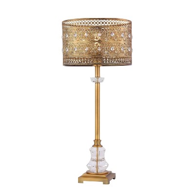 28" 1-Light Bryar Buffet Table Lamp Brass/Crystal - River of Goods