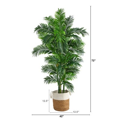 6-ft Green Faux Palm Tree in Jute and Cotton Planter