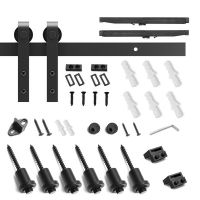 SMARTSTANDARD Interior Sliding Barn Door Hardware Kit with Soft Close, Heavy Duty Matte Black Track with J-Shape Hangers (Door Not Included)