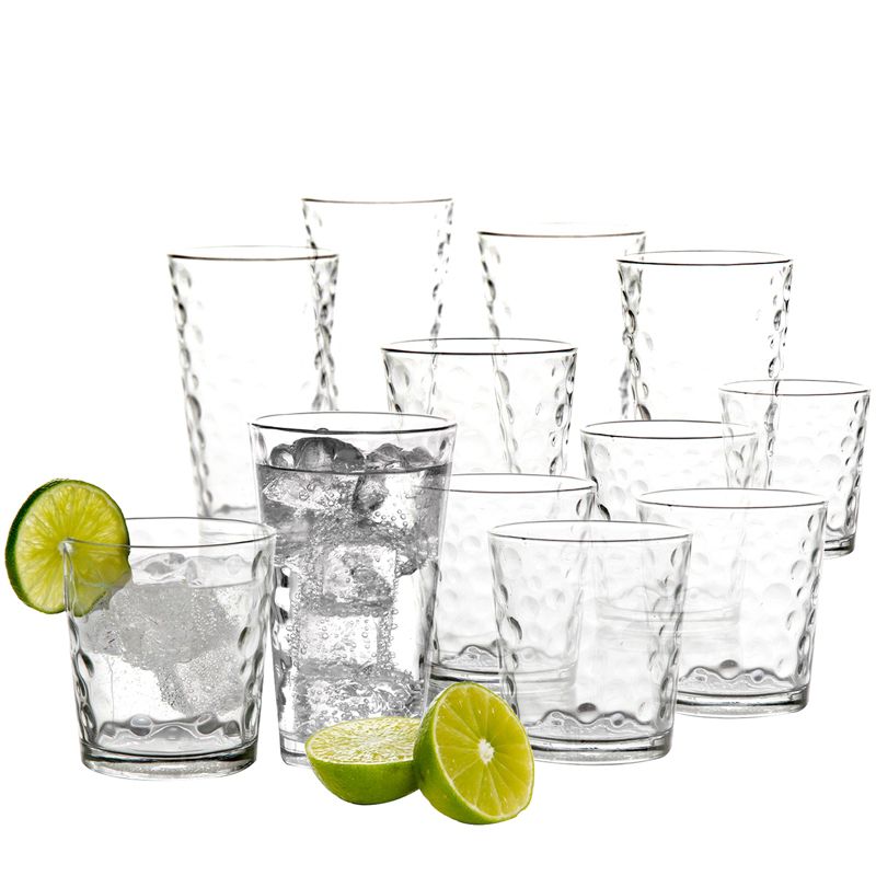 Gibson Home Great Foundations 16 Piece Tumbler and Double Old Fashioned Glass Set in Bubble Pattern, 3 of 7