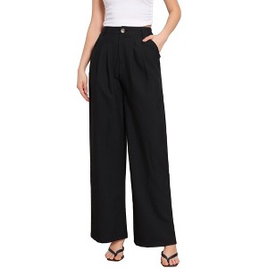 INSPIRE CHIC Women's Wide Leg High Elastic Waisted Office Work Palazzo Pants - 1 of 4