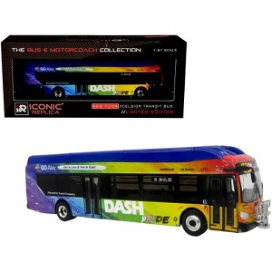 New Flyer Xcelsior XN40 Transit Bus Blue with Rainbow Graphics Limited Edition 1/87 (HO) Scale Diecast Model by Iconic Replicas - 1 of 4