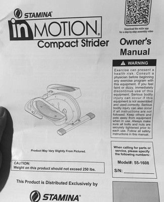 Stamina Inmotion E1000 Compact Lower Body Cardio Workout Strider ...