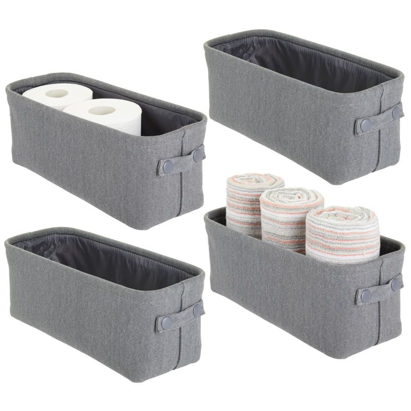 mDesign Cotton Fabric Bathroom Storage Organizer Bin - 4 Pack, 1 of 9