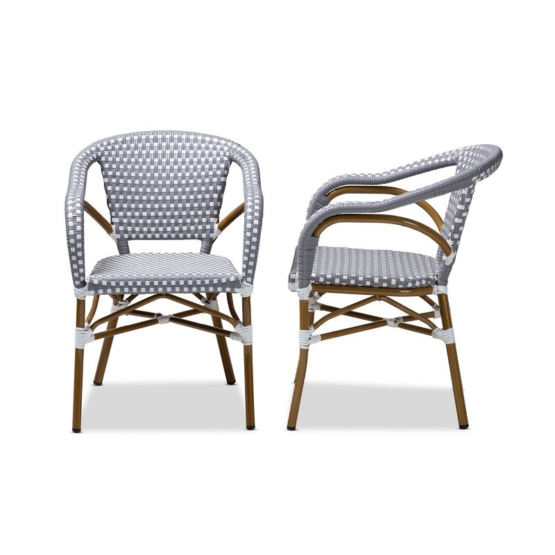 Set of 2 Eliane Indoor and Outdoor Stackable Bistro Dining Chairs - BaxtonStudio, 4 of 8