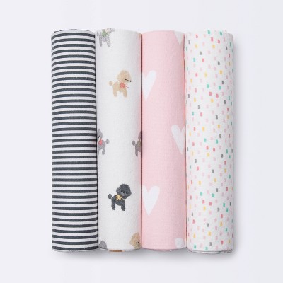 Flannel Baby Blankets Puppies - Cloud Island™ 4pk