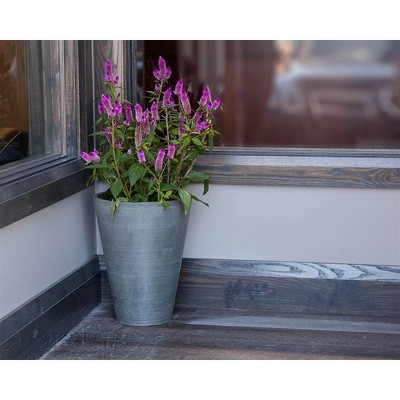 Textured Charcoal 10" x 13" Composite Resin Round Planter