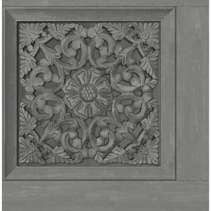 Brewster Peel and Stick 1pc Wallpaper Carved Floral Gray - 1 of 4