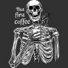 Men's Design By Humans Halloween skeleton drinking coffee. But first coffee By melazergDesign Tank Top - 2 of 2