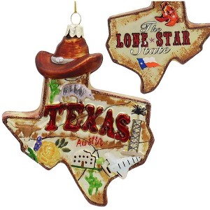 Kurt Adler State of Texas Outline Hanging Glass Christmas Ornament - 1 of 3