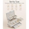3-Layer Jewelry Box with Retractable Tray and Drawer, Cloud White - 3 of 4