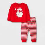 Baby 2pc Santa Fleece Graphic Top & Bottom Set - Cat & Jack™ Red