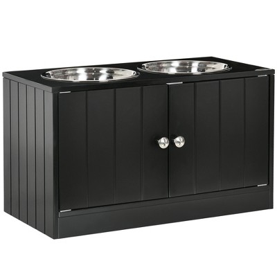 Modern Tall Metal Elevated Dog Bowl With Natural Wood Top - Black - Boots &  Barkley™ : Target