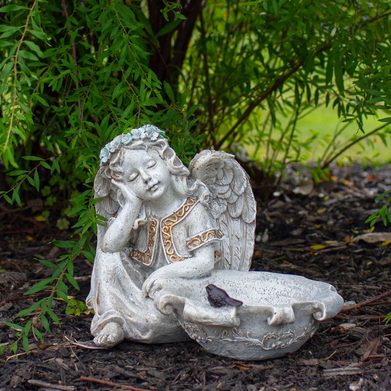 Northlight 10" Resting Angel Bird Feeder Outdoor Patio Garden Statue - Gray, 2 of 4
