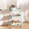 DSVIMOY 3 Tier Rolling Cart, Metal Utility Storage Organizer with Wheels, Kitchen Trolley, Bathroom, Office Shelves, Green, 16.9"*12.2"*30.9" - 4 of 4