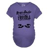 Maternity Double Double Were In Trouble T Shirt Funny Halloween Twins Tee - Crazy Dog Maternity T Shirt - 3 of 4