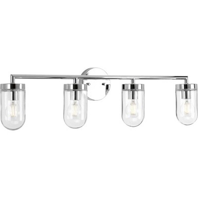 Polished Chrome 4-Light Bath Vanity with Clear Glass Shades