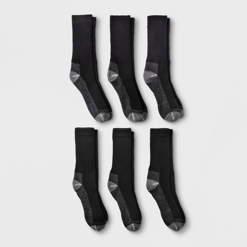 Fruit Of The Loom Men's 6pk Work Gear Open Pack Crew Socks - Black 6-12 :  Target