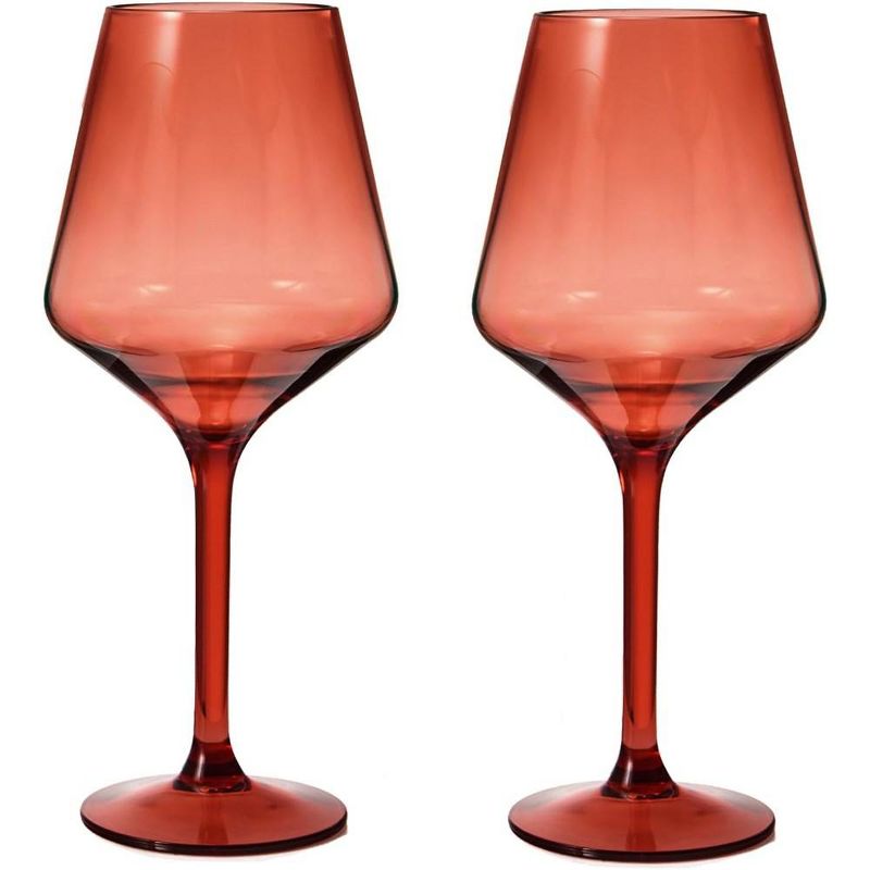 The Wine Savant Shatterproof Cranberry Red Acrylic Wine Glasses, Stylish & Luxurious Design, Unique Addition to Home Bar - 2 pk, 1 of 2