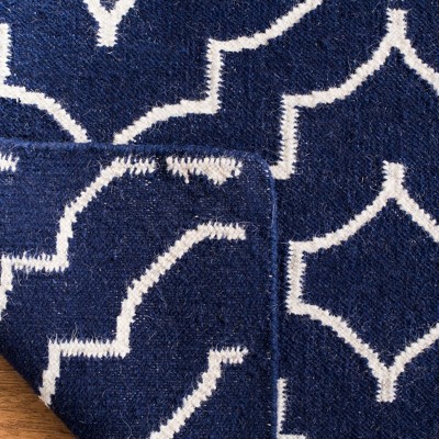 Navy and Ivory Geometric Handwoven Wool Area Rug