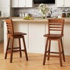 Costway 4 PCS 24.5" Counter Height Bar Chairs Swivel Bar Stools with Hollow Backrest Brown/White - image 4 of 4