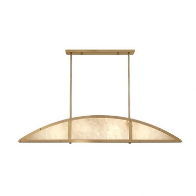 Legacy Warm Brass 4-Light Linear Chandelier with Alabaster Shade
