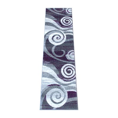 Emma and Oliver Contemporary Swirl Plush Pile Accent Rug with Scraped Effect and Jute Backing