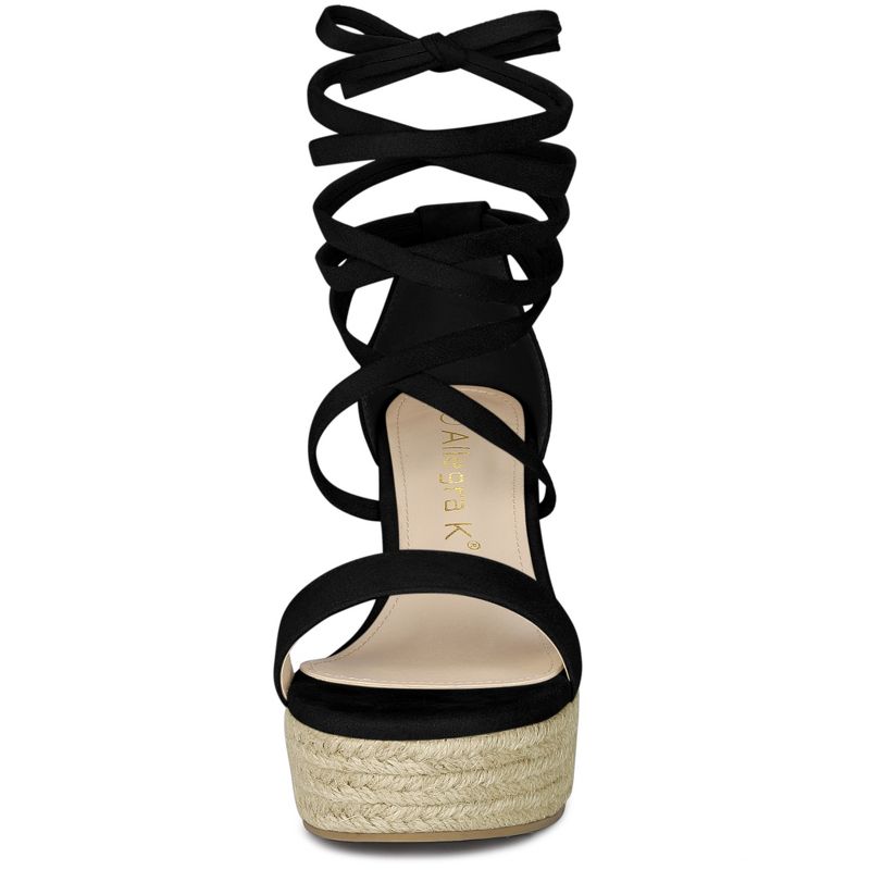 Women's Espadrille Platform Lace Up Wedge Heels Sandals, 3 of 7