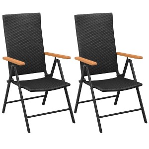 vidaXL Stackable Patio Chairs 2 pcs Poly Rattan Black - 1 of 1