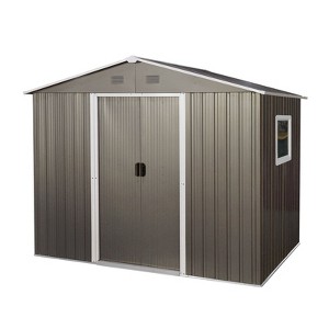 NicBex Utility Tool Storage Sheds House with Window and Lockable Doors for Backyard Garden,Patio,Gray - 1 of 4