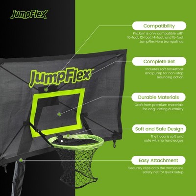 JumpFlex Black and Green Flexible Trampoline Basketball Hoop