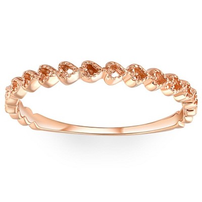 Pompeii3 Heart Shape Stackable Women's Ring Wedding Band in White, Rose, or Yellow Gold