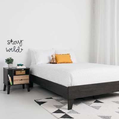 Charcoal Contemporary Full Platform Bed with Engineered Oak Grain