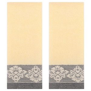 REGALWOVEN Bathroom Hotel Gym Floral Jacquard Pattern Soft Absorbent Hand Towel 13" x 29" 2 Pcs - 1 of 4