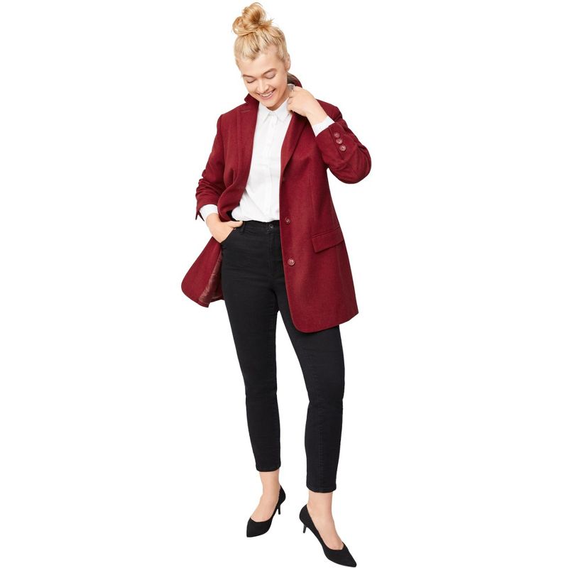 Ellos Women's Plus Size Long Wool Blend Blazer Work & Casual Jacket, 1 of 2