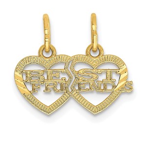 Black Bow Jewelry 14k Yellow Gold Double Heart Best Friends 2 Charm or Pendants, 16mm - 1 of 4