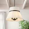 Dewdrop Modern Pendant Lamp, Pleated Double Drum Fabric Shade Hanging Ceiling Light Fixture for Dining Room Entryway - 2 of 4