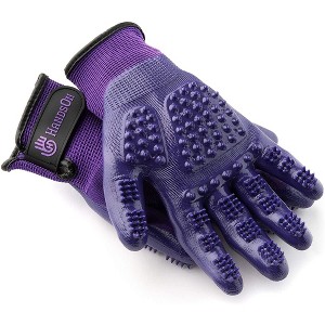 HandsOn Pet Grooming & Bathing Gloves, Purple/Black, Size Small - 1 of 4