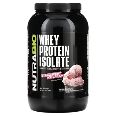 NutraBio Whey Protein Isolate, Strawberry Ice Cream, 2 lb (907 g)