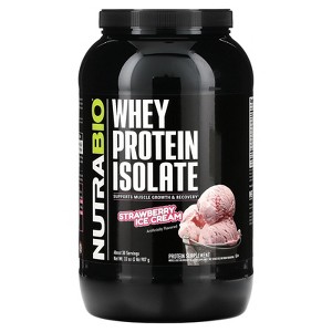 NutraBio Whey Protein Isolate, Strawberry Ice Cream, 2 lb (907 g) - 1 of 2