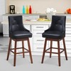 Tangkula Set of 2 Swivel Bar Stools 29" Pub Height Upholstered Chairs w/ Rubber Wood Legs - 3 of 4