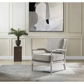 35" Saraid Accent Chair Gray Linen Light Oak Finish - Acme Furniture