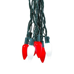 Novelty Lights LED C9 Ceramic Outdoor Lighting, Green Wire (25 Bulbs, 120 V) - 1 of 4