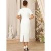 INSPIRE CHIC Women's Crew Short Sleeve Pleated Waist Formal Work Sheath Dresses - 4 of 4