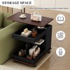 KWPZQEB Adjustable End Table with Wheels, Modern Multifunctional Sofa Side Table with 2-Tier Storage Space & Rotating Top for Living Room, Small Space - 4 of 4