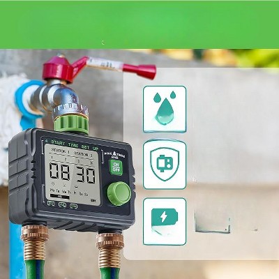 Programmable Black and Green 2-Outlet Hose Timer
