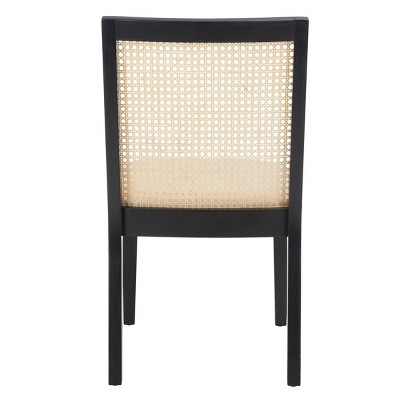 Levy Black Wood and Rattan Dining Side Chair Set