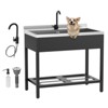 ROVSUN Black Stainless Steel Utility Sink with Towel Rack and Storage Shelf, 25.7"D x 20.7"W x 39.5"H, Freestanding Laundry & Prep Sink - 2 of 4