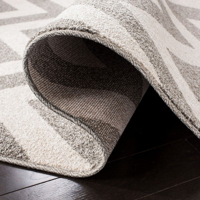 Amherst Easy-Care 54" Square Dark Grey & Beige Outdoor Rug
